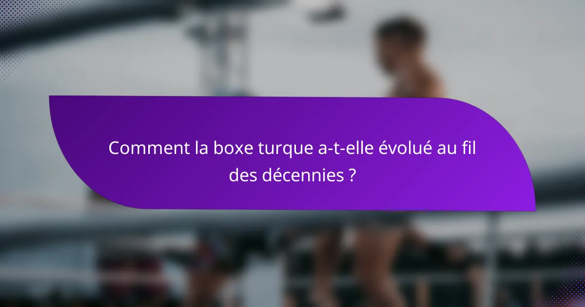 Comment la boxe turque a-t-elle évolué au fil des décennies ?