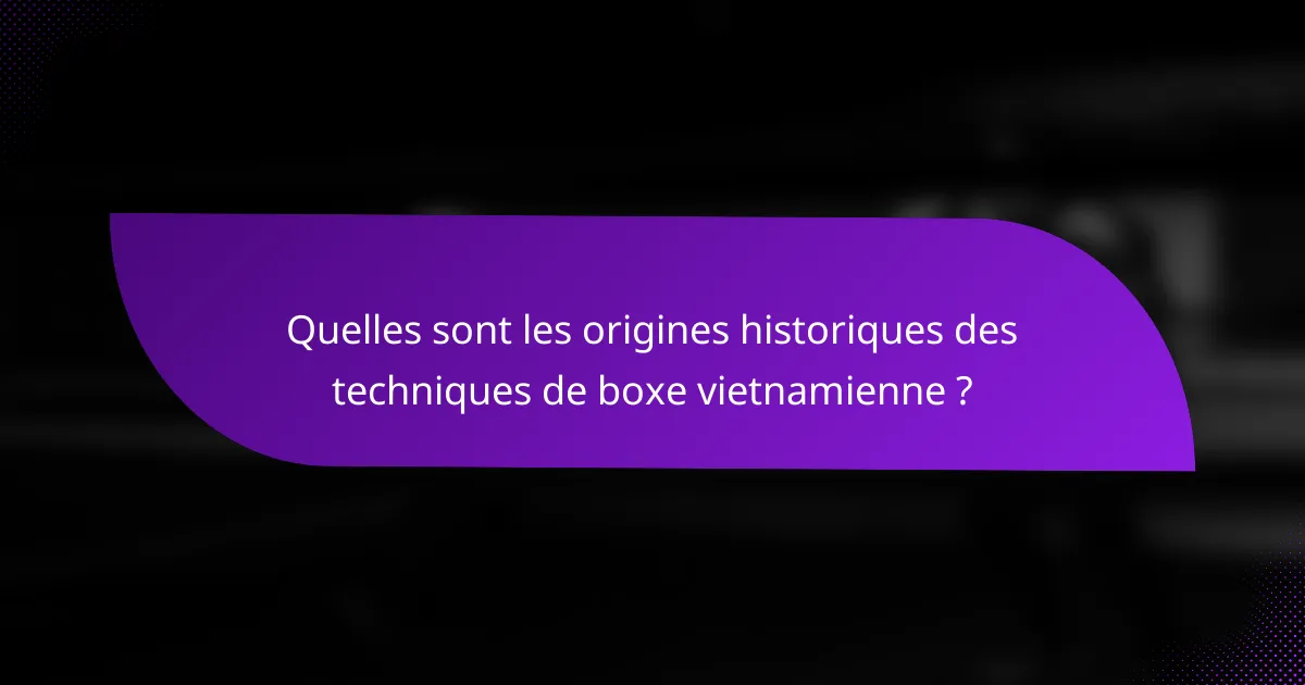 Quelles sont les origines historiques des techniques de boxe vietnamienne ?