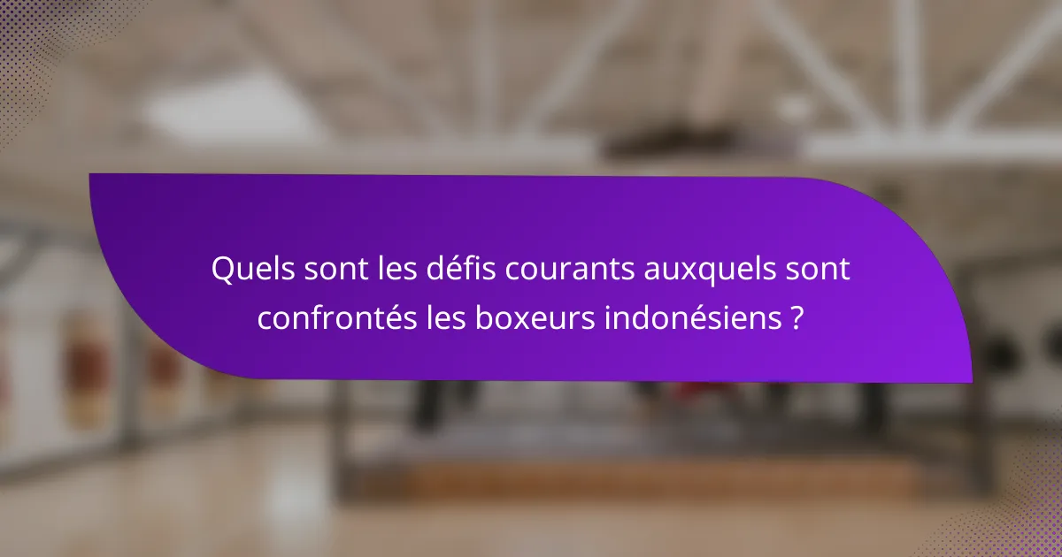 Quels sont les défis courants auxquels sont confrontés les boxeurs indonésiens ?