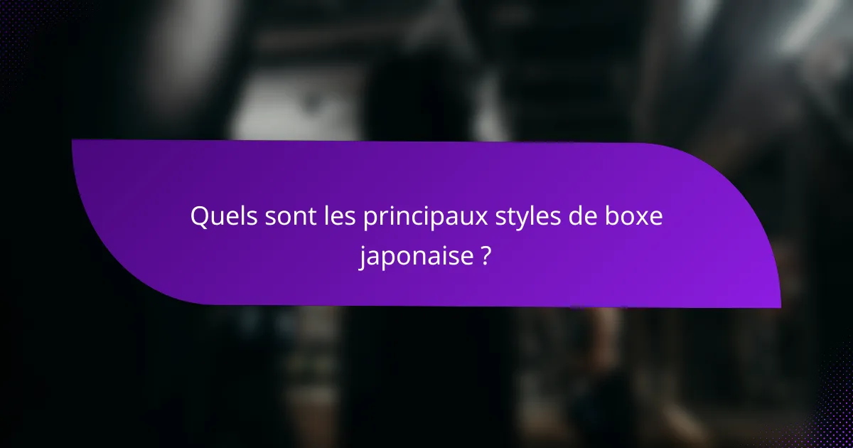 Quels sont les principaux styles de boxe japonaise ?