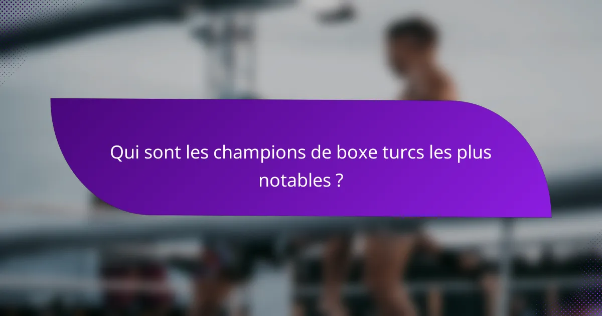 Qui sont les champions de boxe turcs les plus notables ?