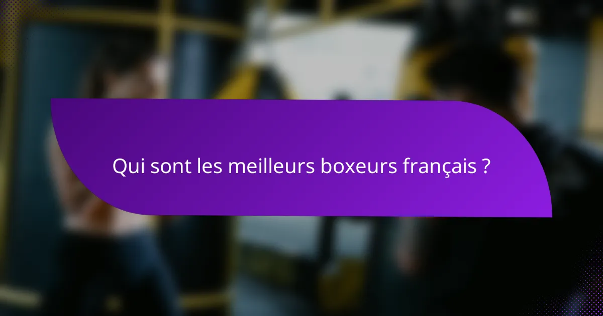 Qui sont les meilleurs boxeurs français ?