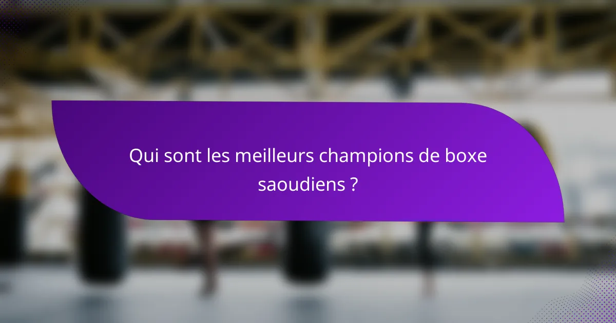 Qui sont les meilleurs champions de boxe saoudiens ?